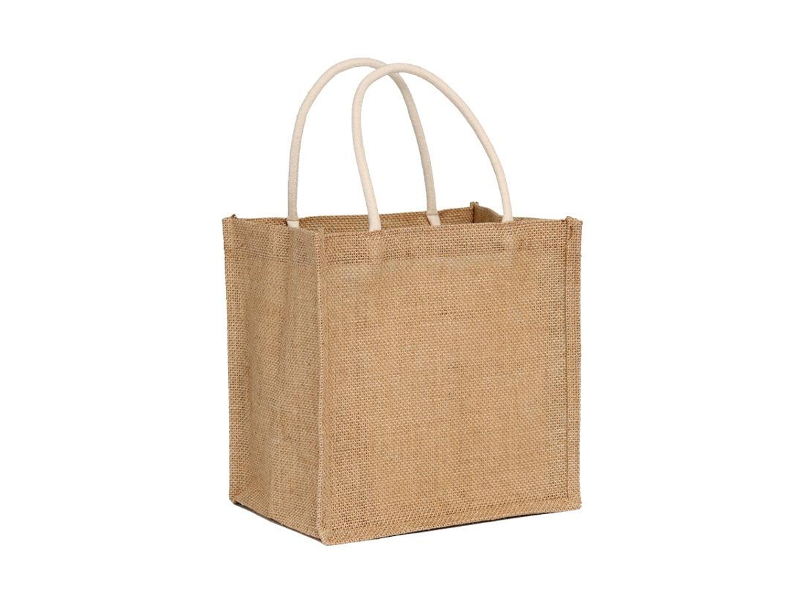 Conjunto De 2 Sacolas De Juta Com Alças - Sacola De Compras Reutilizável