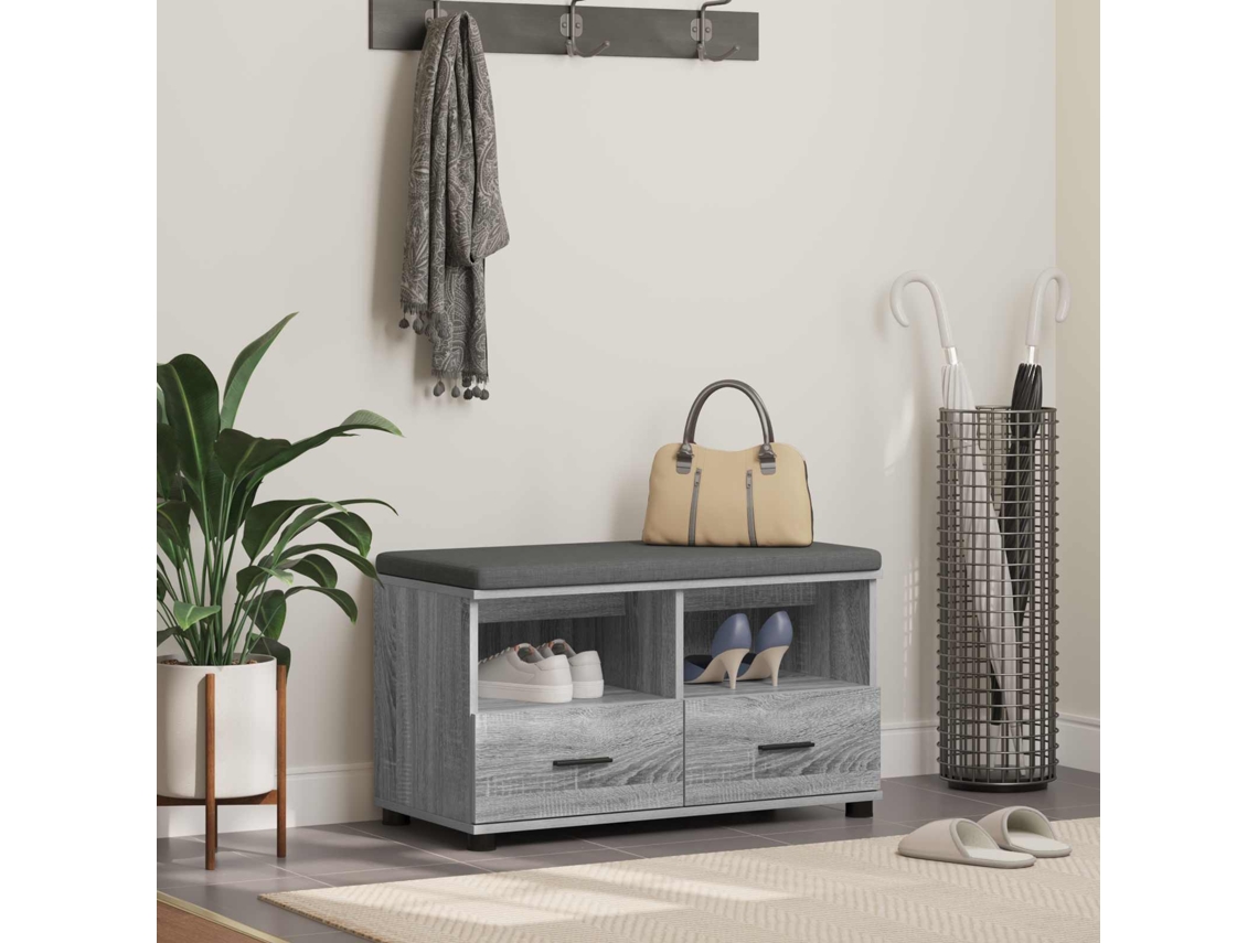 Vidaxl Banco De Hall Sonoma Cinza 80 X 38 X 46 Cm