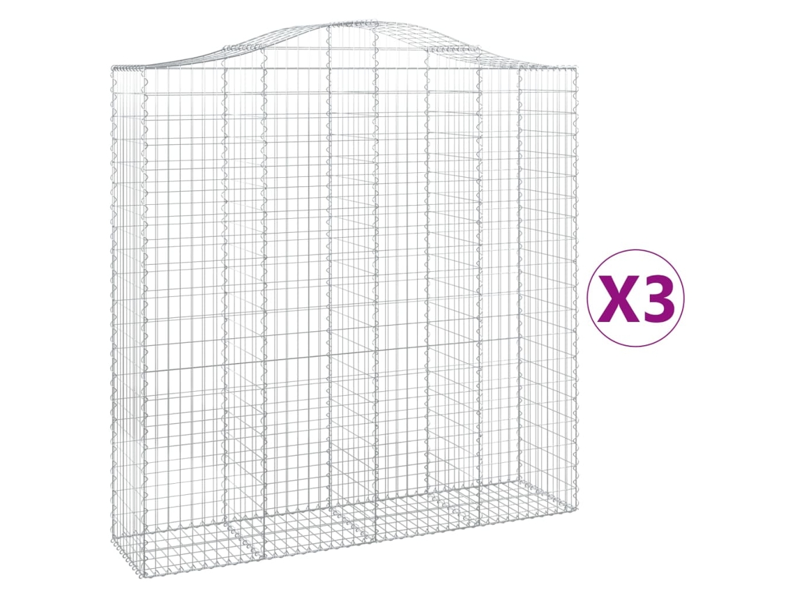 Gabion Basket, Gabion Baskets Vidaxl Prateado Ferro (200 X 50 X 200/220 Cm)