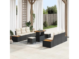 Vidaxl Conjunto De Sofá De Jardim 9 Unid. 8-número De Lugares Preto