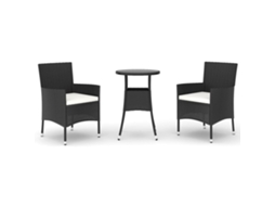 Maison Exclusive - 3 Pcs Conjunto Bistrô De Jardim C/ Almofadões Vime Pe Preto