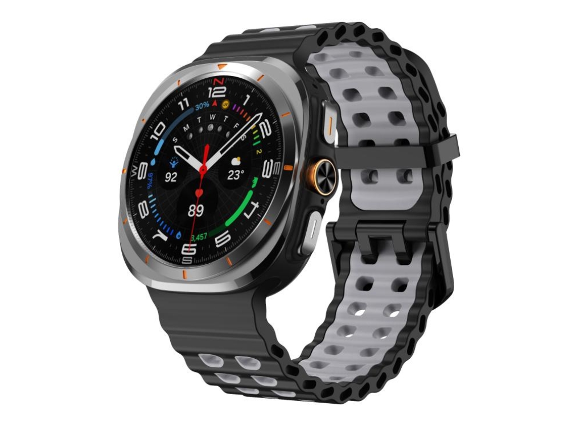 Bracelete para Samsung Galaxy Watch Ultra Silicone Bicolor Ocean Preto Cinza XIAOMOYU (47mm)