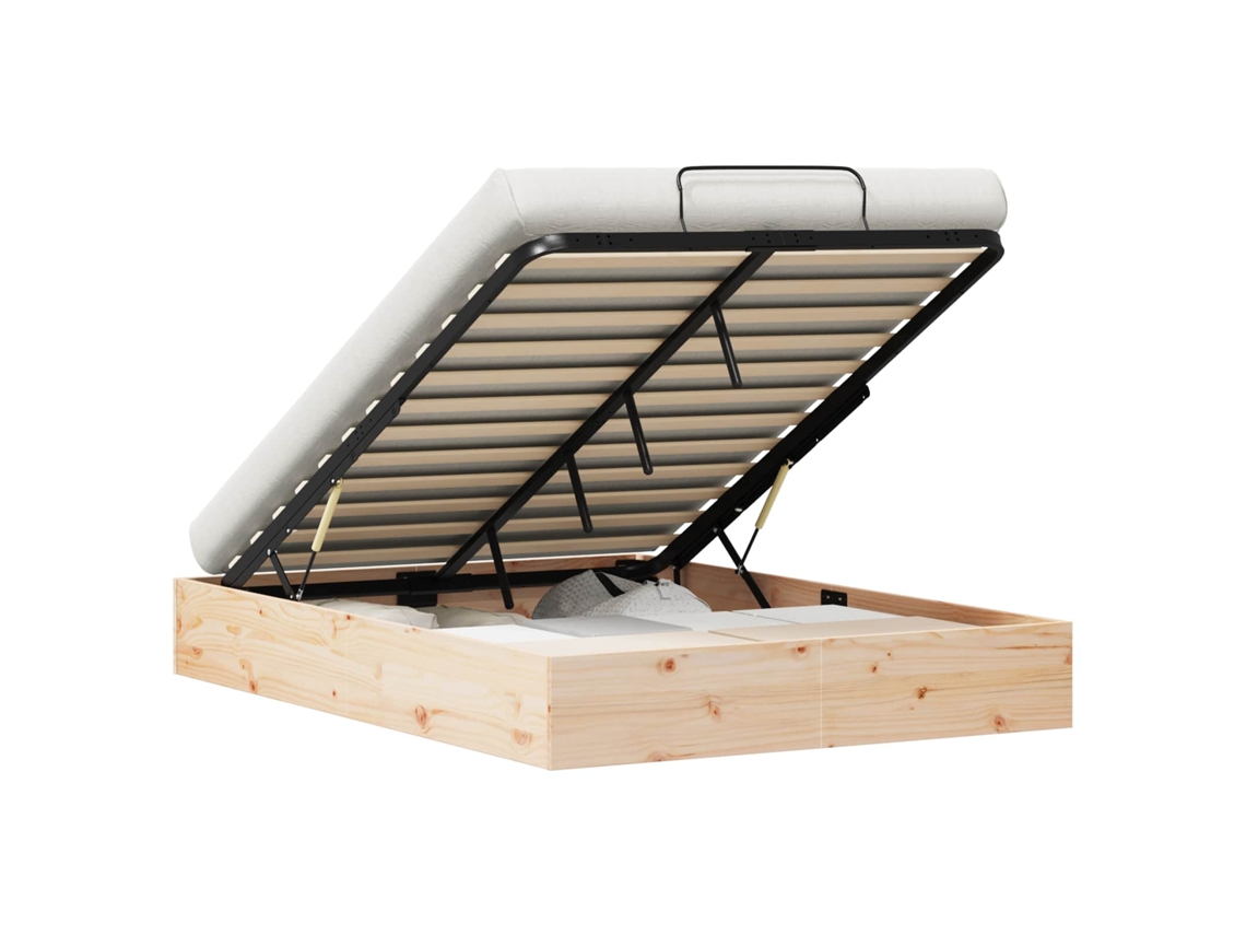 Vidaxl Estrutura De Cama Ottoman Com Armazenamento Natural