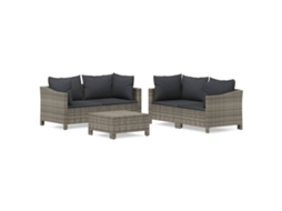 Conjunto de 5 Lounge de Jardim com Almofadões Vime Pe Cinzento MAISON EXCLUSIVE (5pcs)