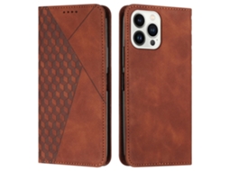 Capa Em Couro Pu, Magnético Com Suporte Para Apple Iphone 16 Pro Max - Castanho