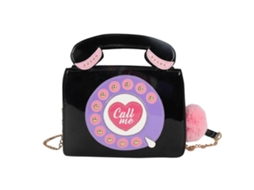 Bolsa Feminina Em Formato De Telefone E Carteiras Retrô Com Alça Superior Para Celular, Preta