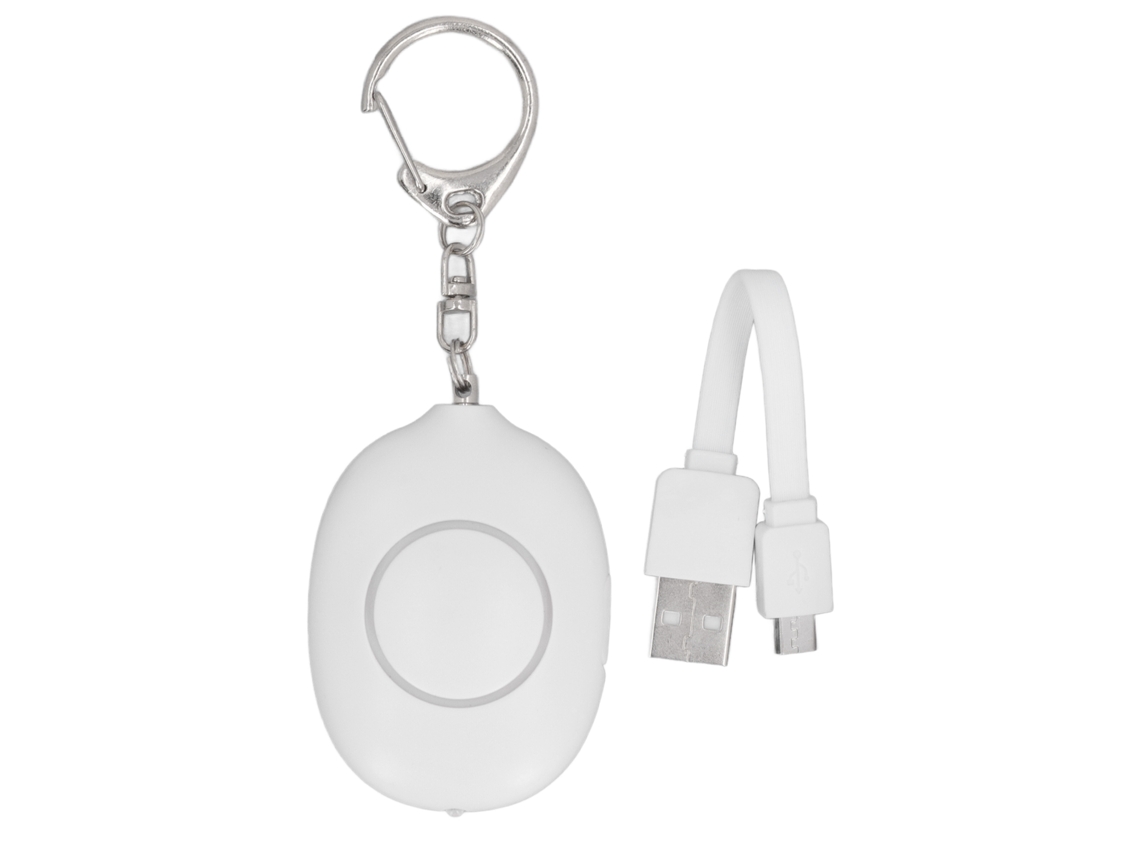 Alarme de segurança pessoal, lanterna LED de 130 dB, carregamento rápido, chaveiro versátil para mulher, branco | S/MARCA