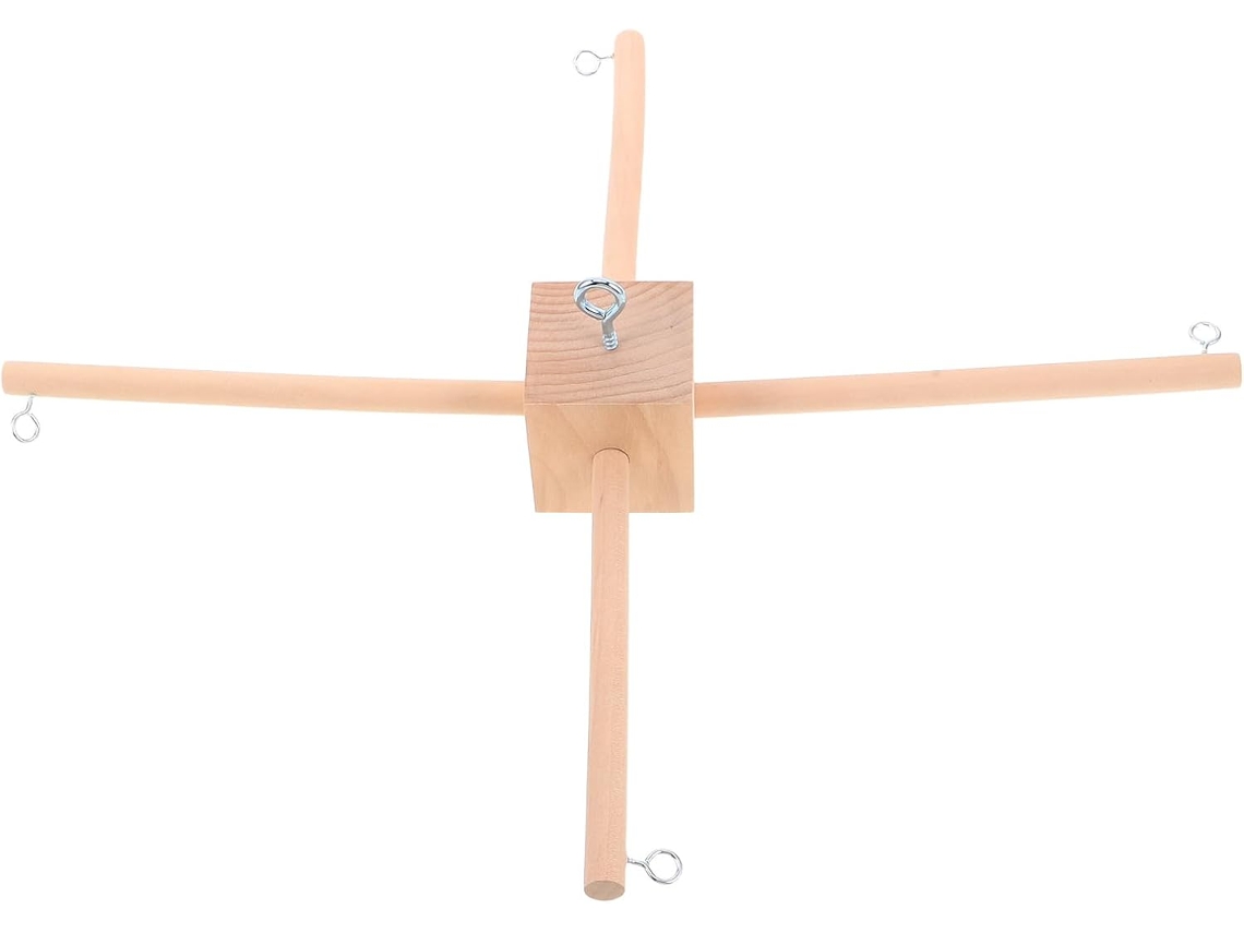 Móbile Madeira Mesmo Suporte Quadrado 3 Conectores Vento Quartos Meninos Meninas Acessórios Natural Moldura GOKOCO