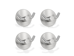 Conjunto com 4 ganchos autoadesivos para toalhas e roupas, em aço inoxidável BRILVIBERA