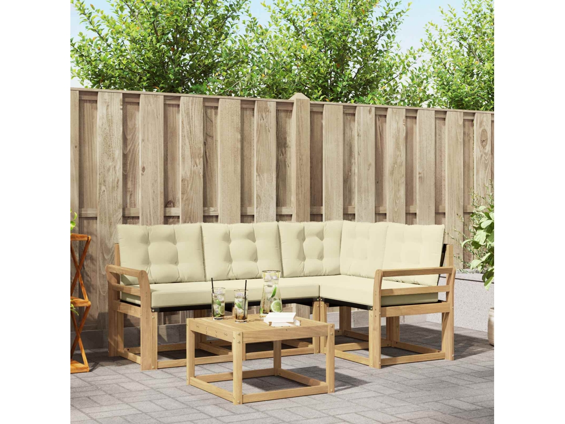 Vidaxl Conjunto De Sofás Para Exterior 5 Unid. Branco E Creme