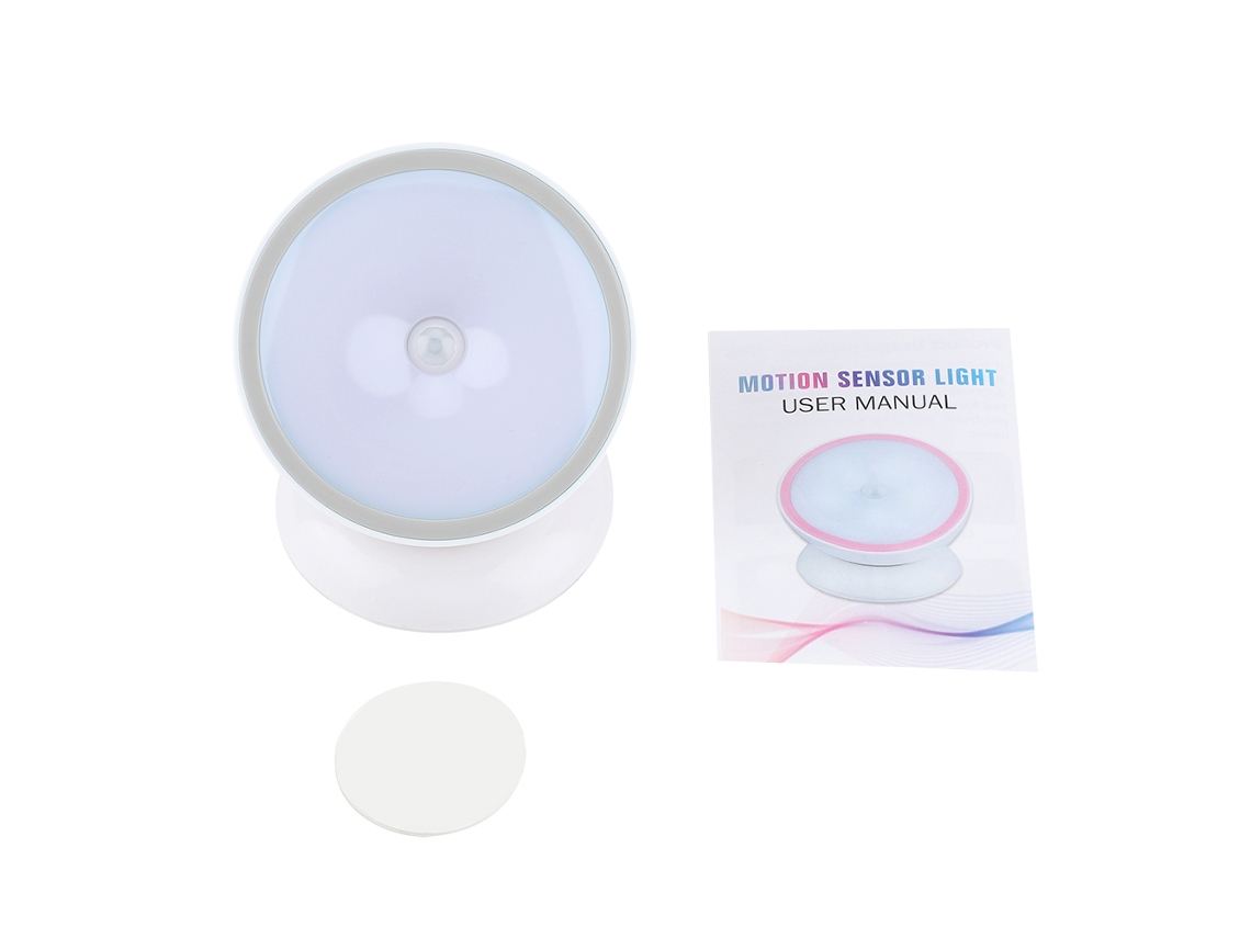 Luz com sensor de movimento 360°, luz branca e cinza para escadas e ambientes escuros