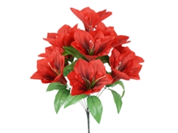 Ramo Flores Artificiais Clivia Vermelho 10 Cabeças