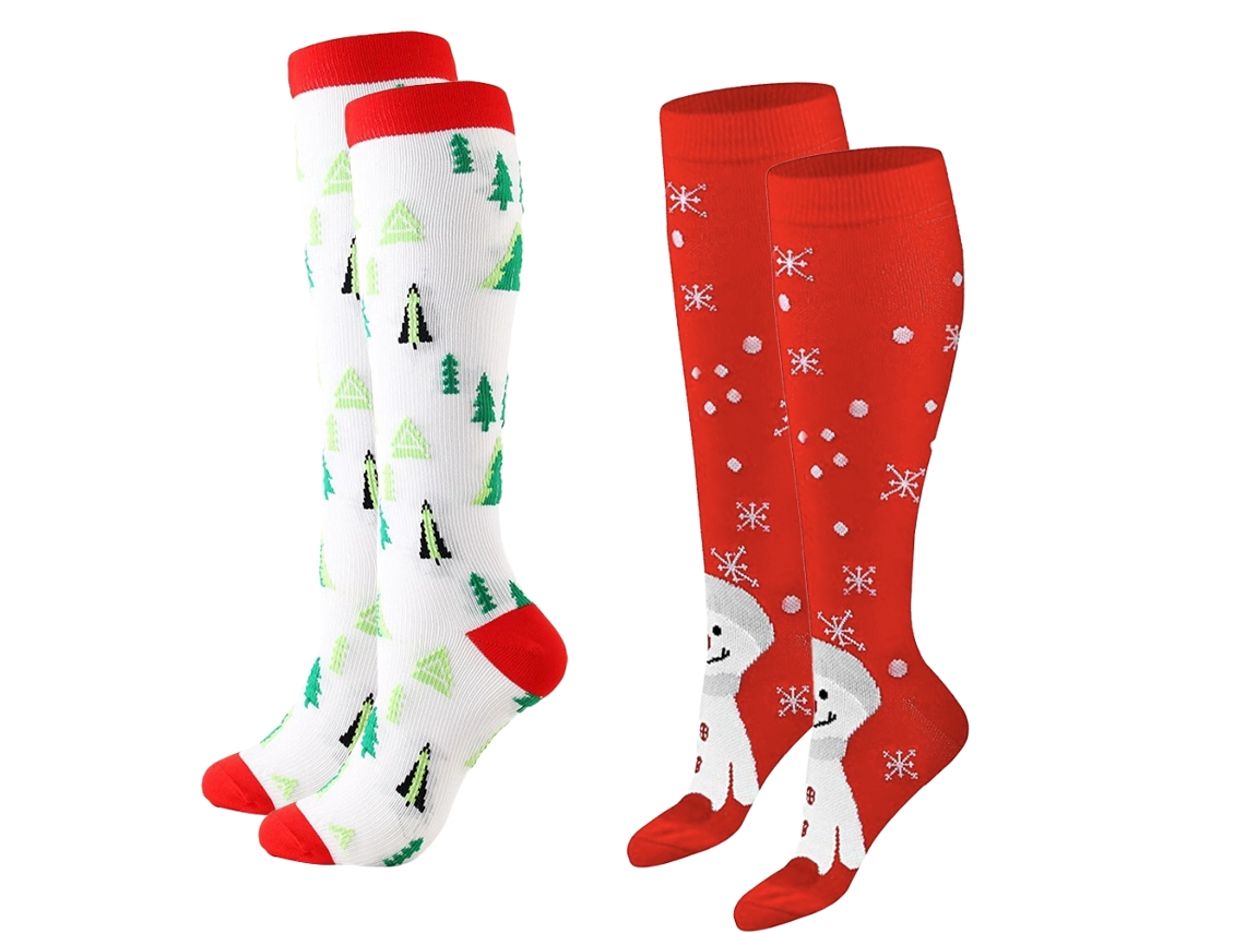 Meia de Natal KKVOGMLE Meias Inovadoras Joelho Engraçadas