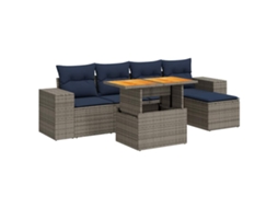 Conjunto de 6 Sofás de Jardim com Almofadas Vime Cinza MAISON EXCLUSIVE (80x200 cm)