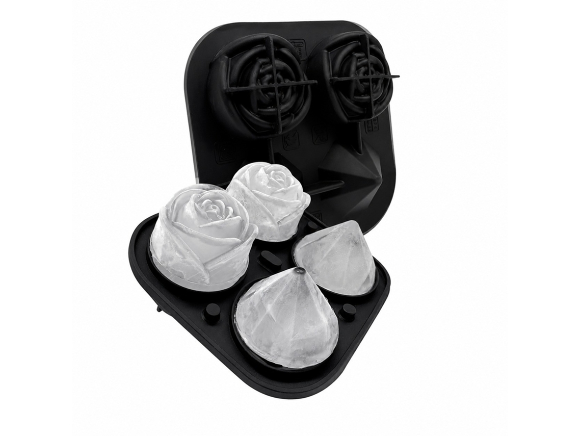 Tabuleiros De Gelo Em Silicone, Formatos Diamante E Rosa, Preto, Para Alimentos, Cocktails E Forno