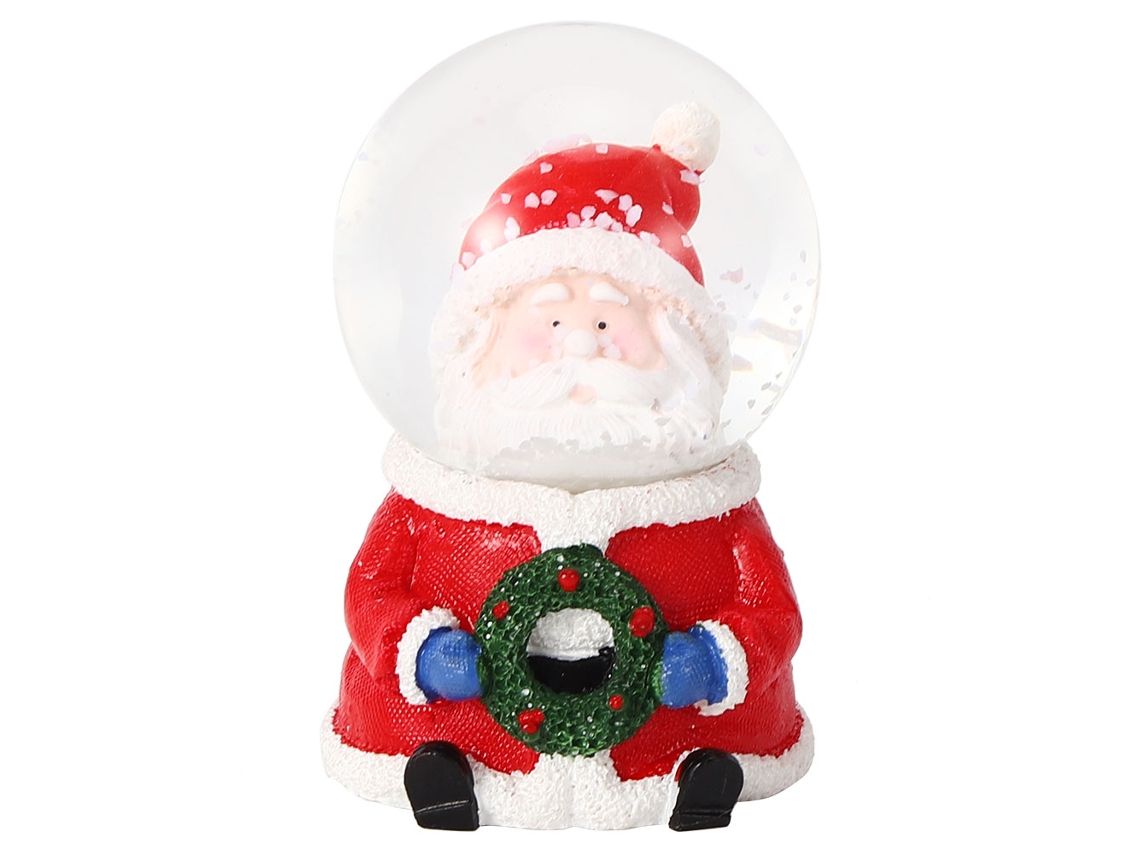 Ornamento de Natal Bola de Cristal com Papai Noel Luminoso LED para Mesa e Presente