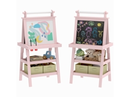 Cavalete De Pintura Infantil Mdf Cor Rosa 59x48x118 Cm Aiyaplay