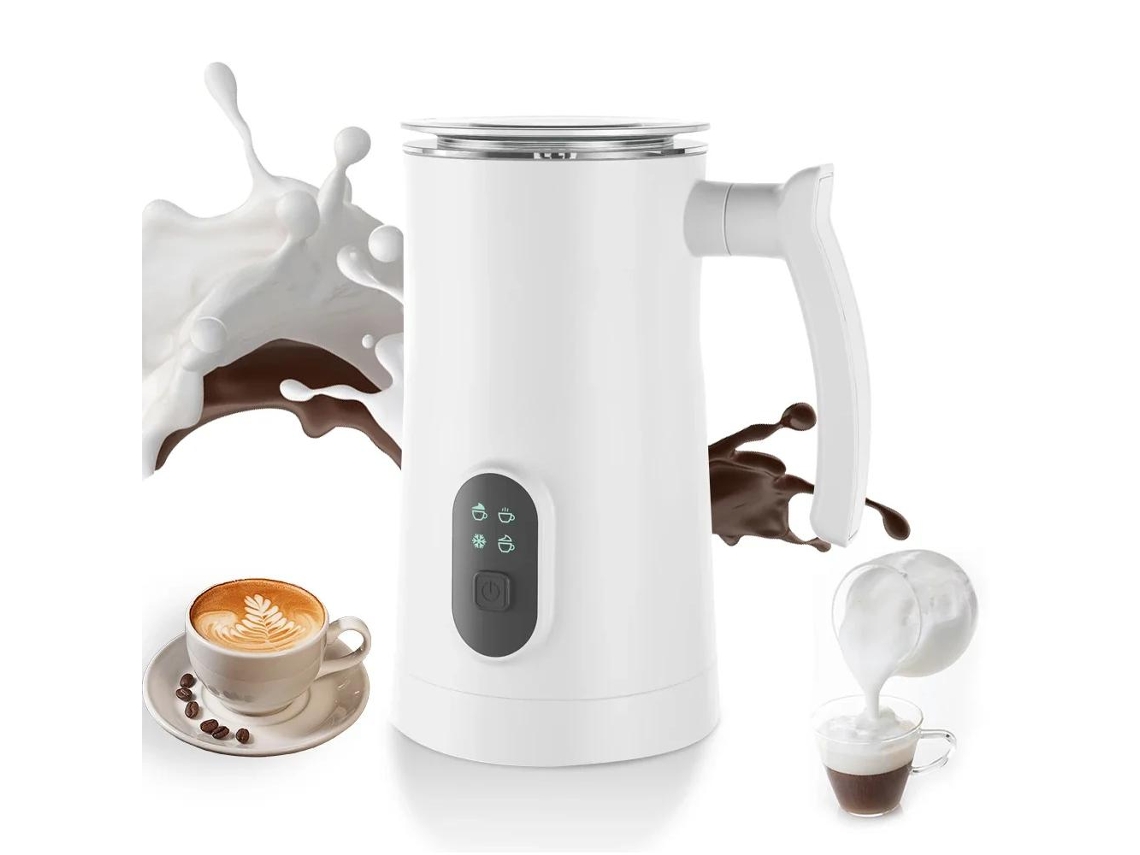 (branco) Espumador De Leite Elétrico, Aço Inoxidável, 400 W, Revestimento Antiaderente, 350 Ml