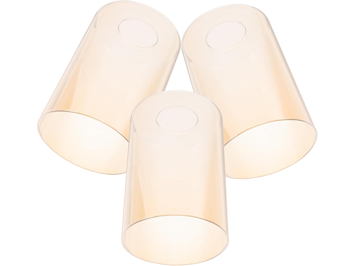 Conjunto De 3 Cúpulas Cilíndricas De Vidro Amarelo Para Luminárias Pendentes, Fáceis De Instalar.