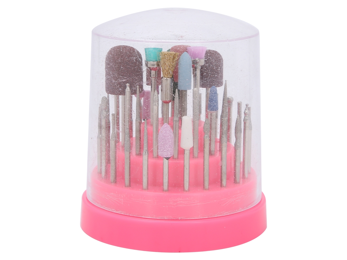Conjunto de 45 brocas para unhas, ferramenta de manicure para polir e lixar em casa ou no salão (rosa)