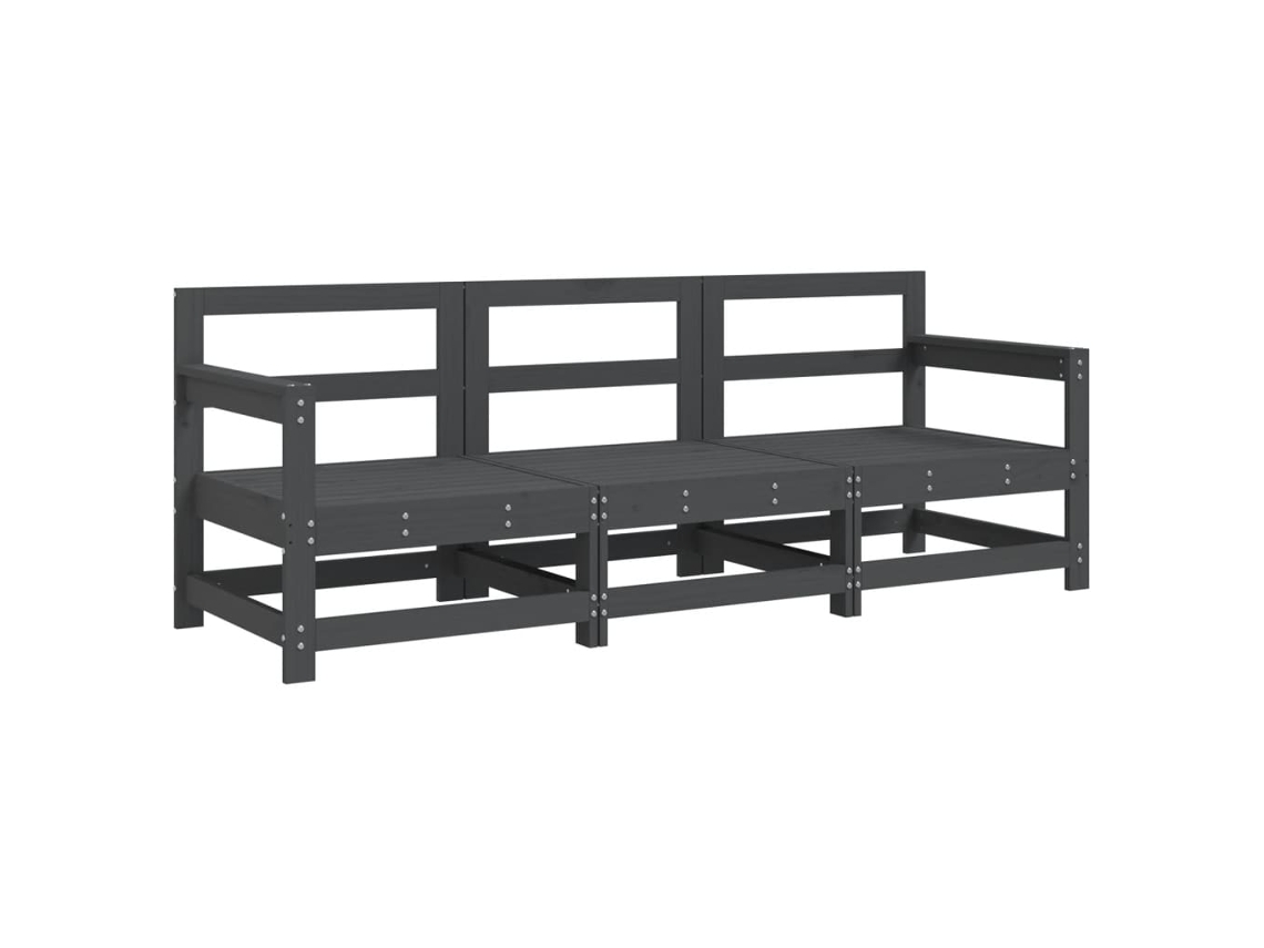 Maison Exclusive - 3 Pcs Conjunto Lounge De Jardim Madeira De Pinho Maciça Cinza