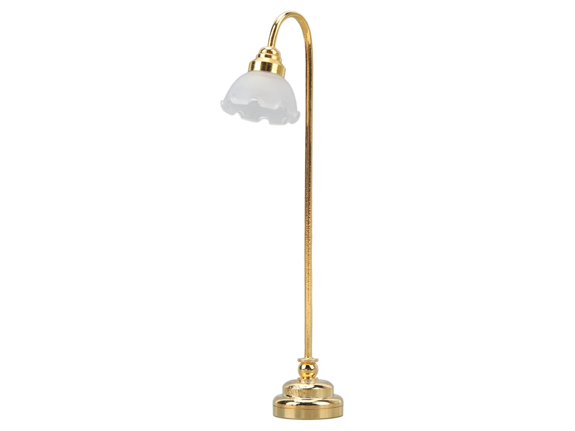 Mali lâmpada de Chão Miniatura para Casinha de Bonecas 1/12 Escala Mobília Decorativa Dourada Flor