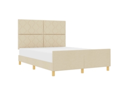 Cama De Casal | Camas Para Quarto | Estrutura Da Cama Com Cabeceira Creme 160 X 200 Cm Tecido