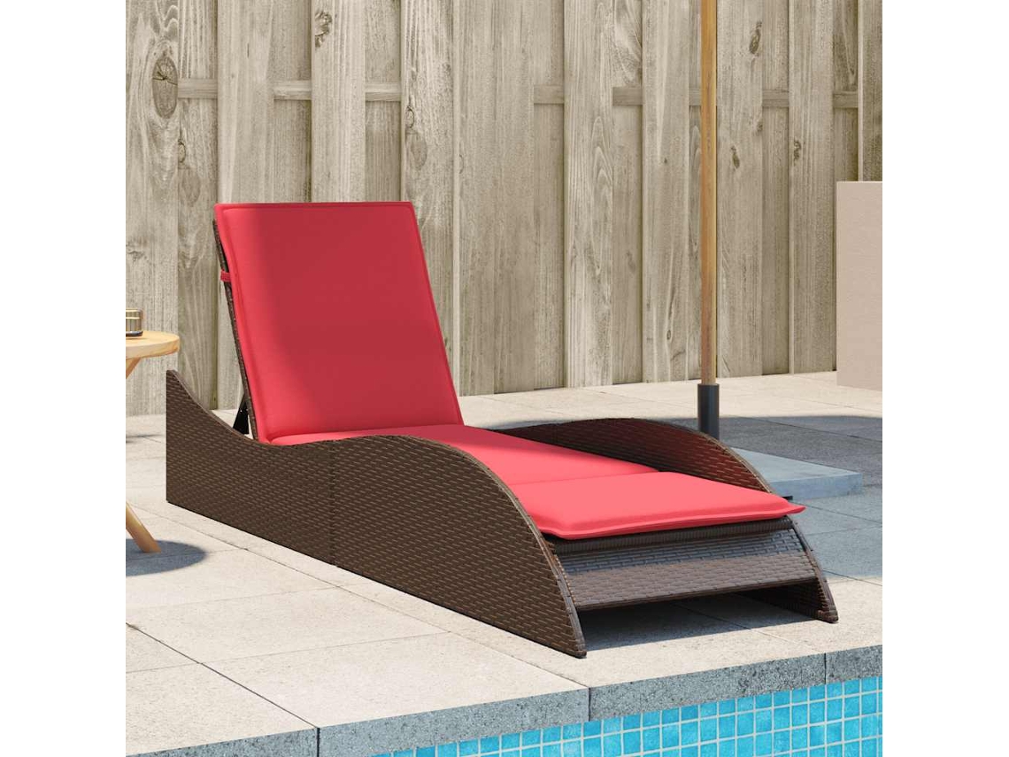 Vidaxl Espreguiçadeira Com Almofada Marrom 60x205x73 Cm Vime Sintético