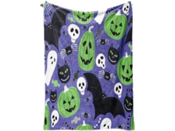 Manta Syjym Halloween com Estampa Digital de Abóbora e Lanterna em Flanela para Cochilar Ou Relaxar Ambiente a