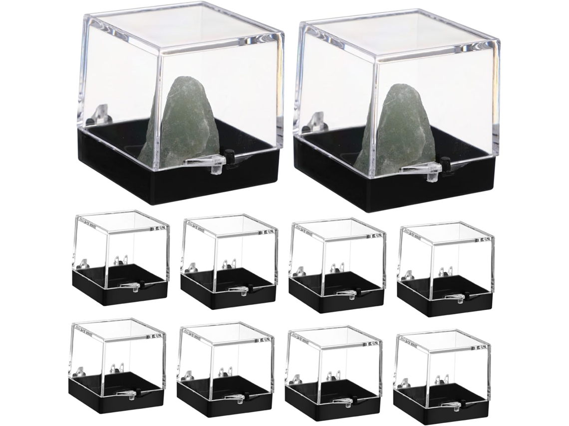Caixa De Apresentação Quadrada Com Cubos De Armazenamento Para 12 Espécimes Minerais Para Transporte.