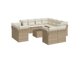 Maison Exclusive - 12 Pcs Conjunto De Sofás P/ Jardim Com Almofadões Vime Pe Bege