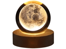 Luminária Noturna Led Usb Galaxy Crystal 3d com Efeito Planetário e Luz Lunar MDUG (modelo Lua A)