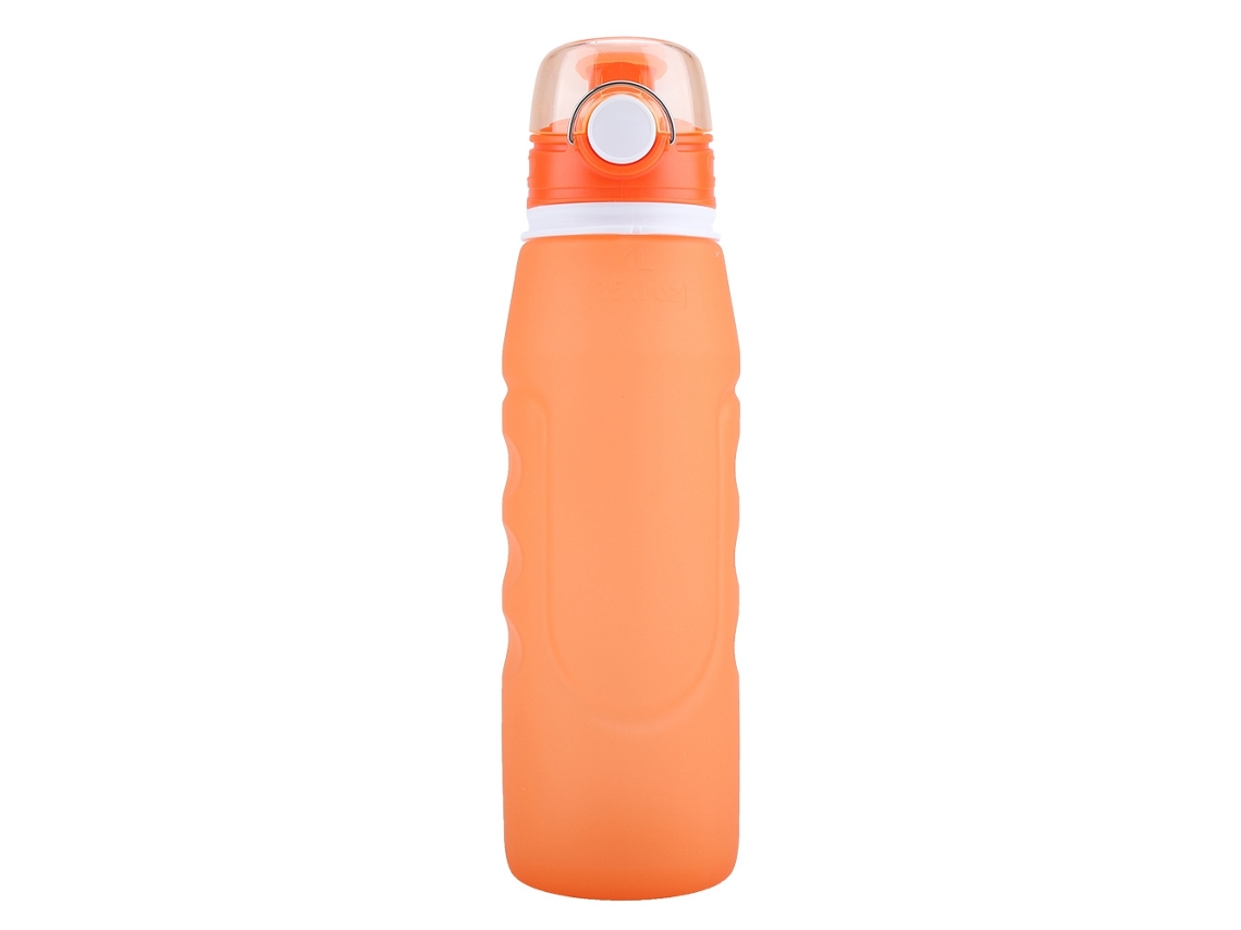 KOFIHETY Garrafa De Água Dobrável Em Silicone 1000ml Copo Para Beber Para Esportes Tour Corrida Acampamento Laranja