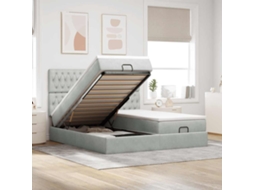 Vidaxl Estrutura Cama Otomana Colchões 160x200cm Veludo Cinzento Claro