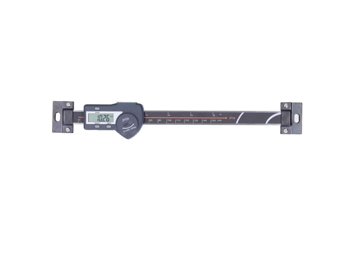 Paquímetro digital horizontal IP54 com visor LCD, função de zeragem e retenção de dados, 0-150 mm/0,0-5,9 pol.