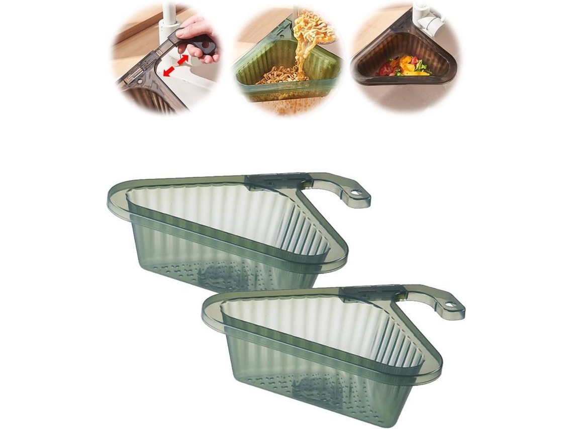 2026 canasta Colador Triangular para Fregadero de Cocina Linjou, Colador de Desagüe de Acero Inoxidable (verde)