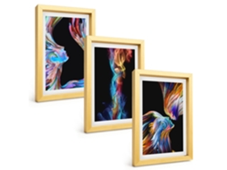 Composição De Quadros Rostos Coloridos, Abstrações Espelharte (3 Peças 20x30 Cm)