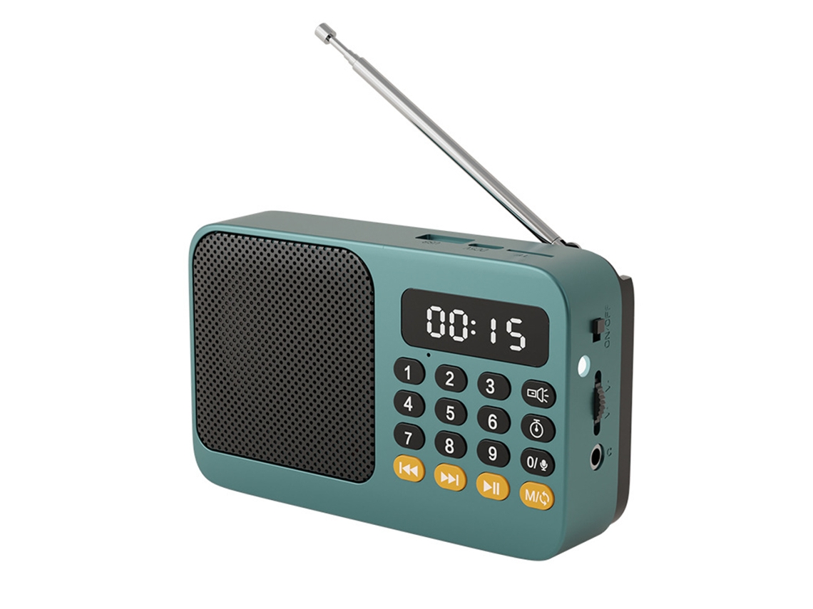 Rádio Fm Portátil com Lanterna e Função Recarregável. MDUG (verde)