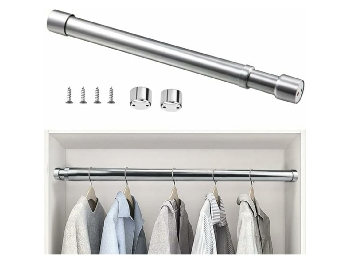 Varão De Guarda-roupa Extensível De Aço Inoxidável Ic De 51 Cm A 80 Cm, Ajustável, Telescópico, Resistente À Corrosão, Expansível Para Guarda-roupa