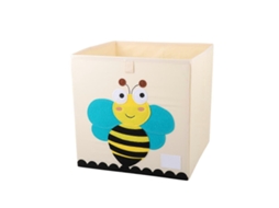 Caixa De Armazenamento Dobrável De Tecido Com Padrão De Desenho Animado Para Guarda Roupa, 33 X 33 X 33 Cm, Bege Olysi Shop
