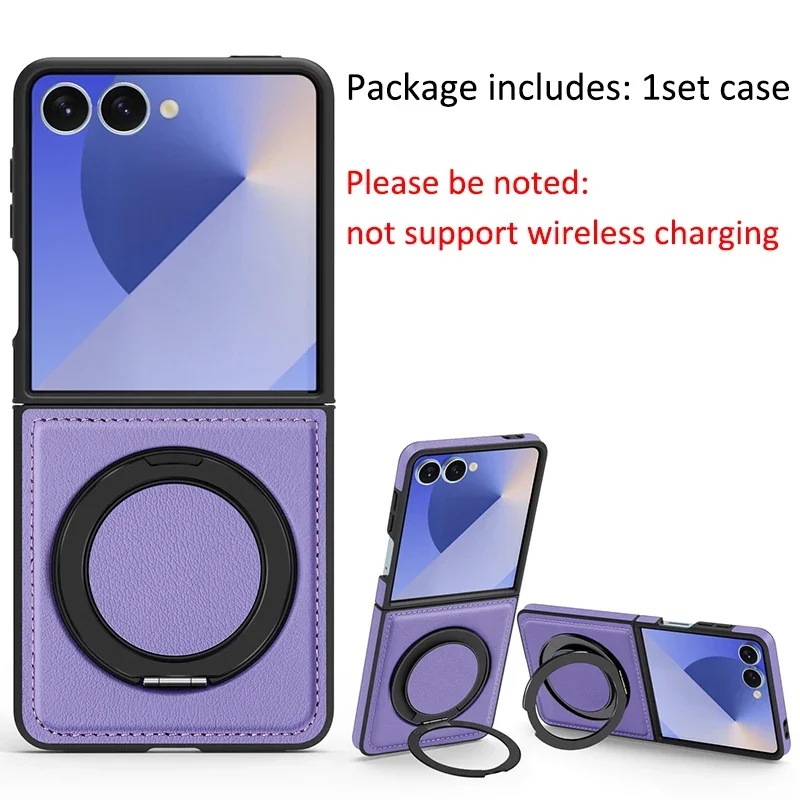 (roxo, Galaxy Z Flip7) Capa De Luxo Para Celular Com Suporte Magnético Giratório De 360°, Capa Protetora De Couro.