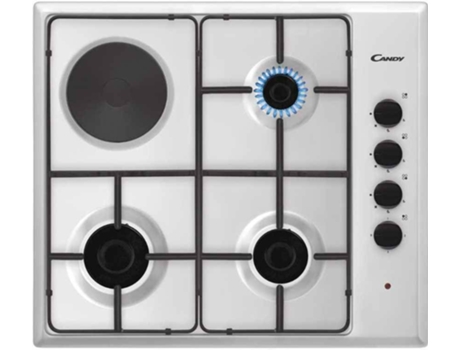 Placa de Gás e Discos CANDY CMG 3H1 X (Elétrica e Gás Natural - 59.5 cm - Inox) — Eléctrica + Gás Natural / 59,5 cm / Inox
