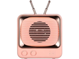 2026 alto falante Bluetooth Retro Portátil com Rádio Fm e Cartão Tf Bateria Recarregável Rosa