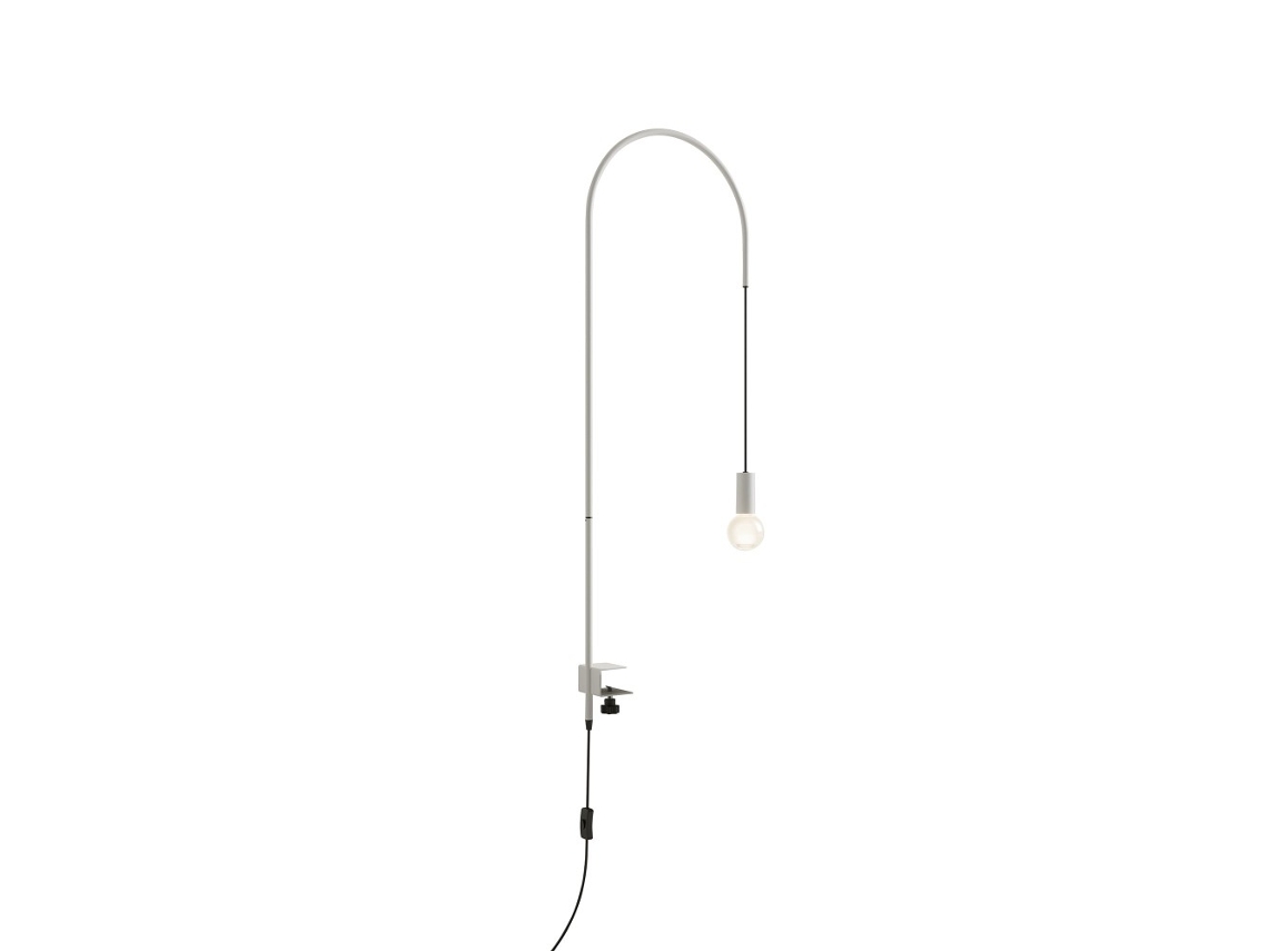 Luminária De Mesa De Arame Com Braçadeira, Giratória 200°, Altura 152 Cm, Metal Pintado, Lâmpada E27 Máx. 60 W Incluída Branco Zafferano