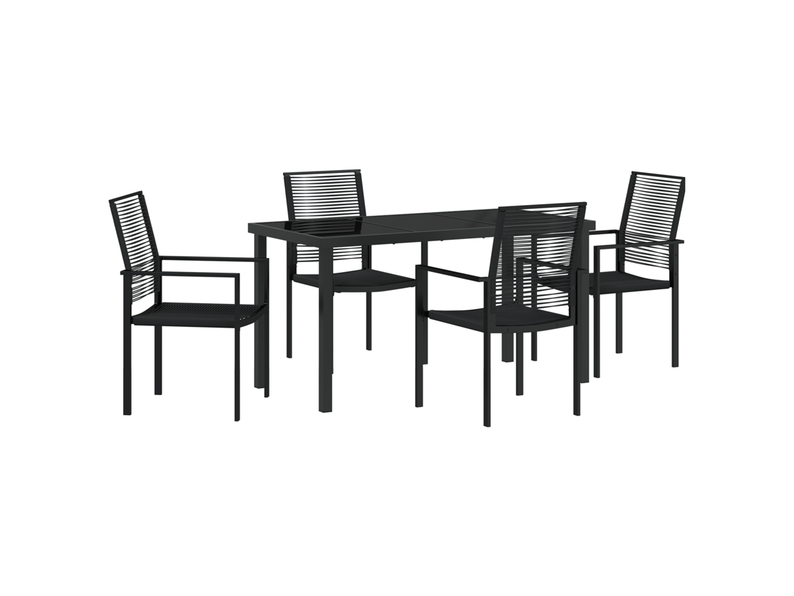 Conjunto 5 De Jantar Jardim Vidaxl Preto Vime De Pvc
