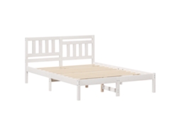 Conjunto 1 Estrado De Cama Plataforma Vidaxl Branco Madeira De Pinho Maciça (120 X 190 Cm)