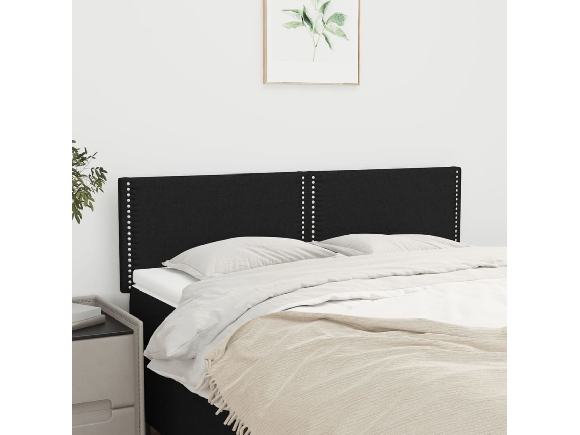 Cabecero de 2 piezas, tela, 72 x 5 x 78/88 cm, color negro