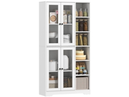 Armário de Cozinha com Portas de Vidro e Prateleiras Branca 172cm S/MARCA