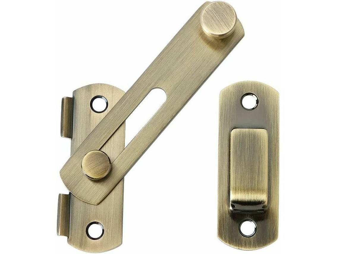 Fechadura de porta deslizante de liga de zinco escovado Slowmoose com parafusos para portas, janelas, armários e jardins.