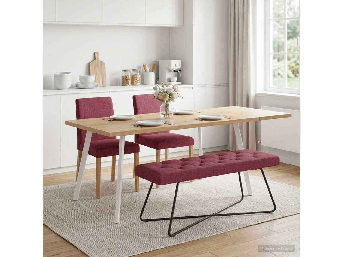 Vidaxl Banco Com Botões Estofados Vinho Vermelho 110 X 40 X 46 Cm